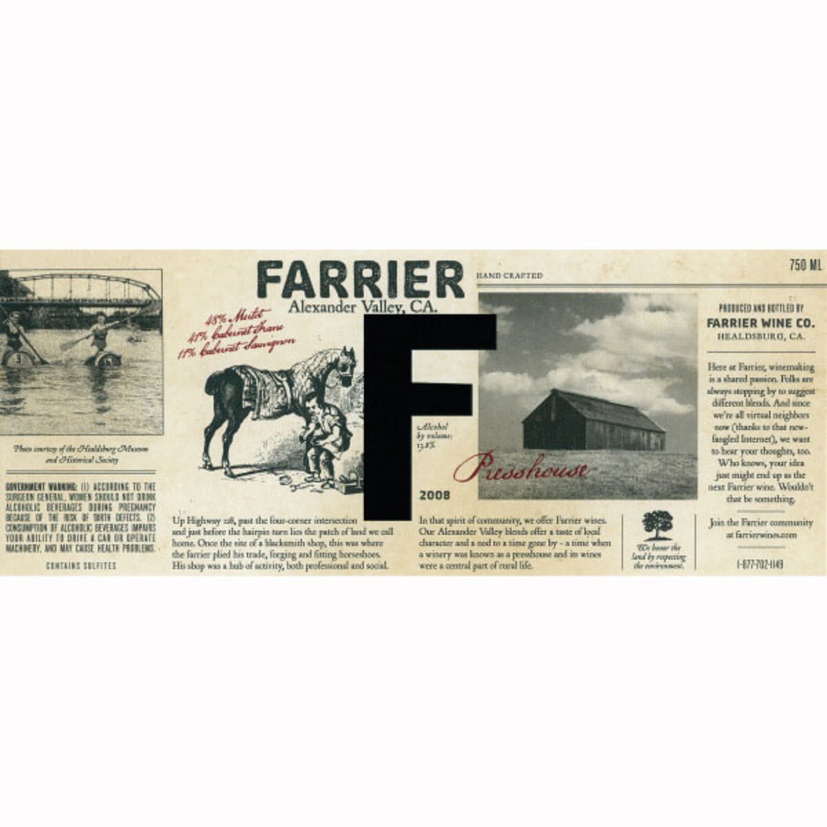 Farrier Presshouse Red 2008 Front Label