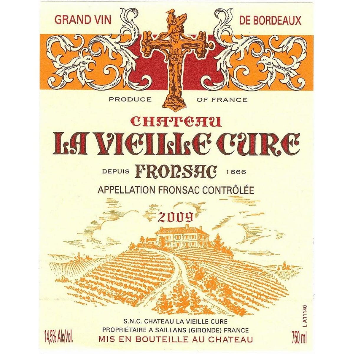 Chateau La Vieille Cure  2009 Front Label