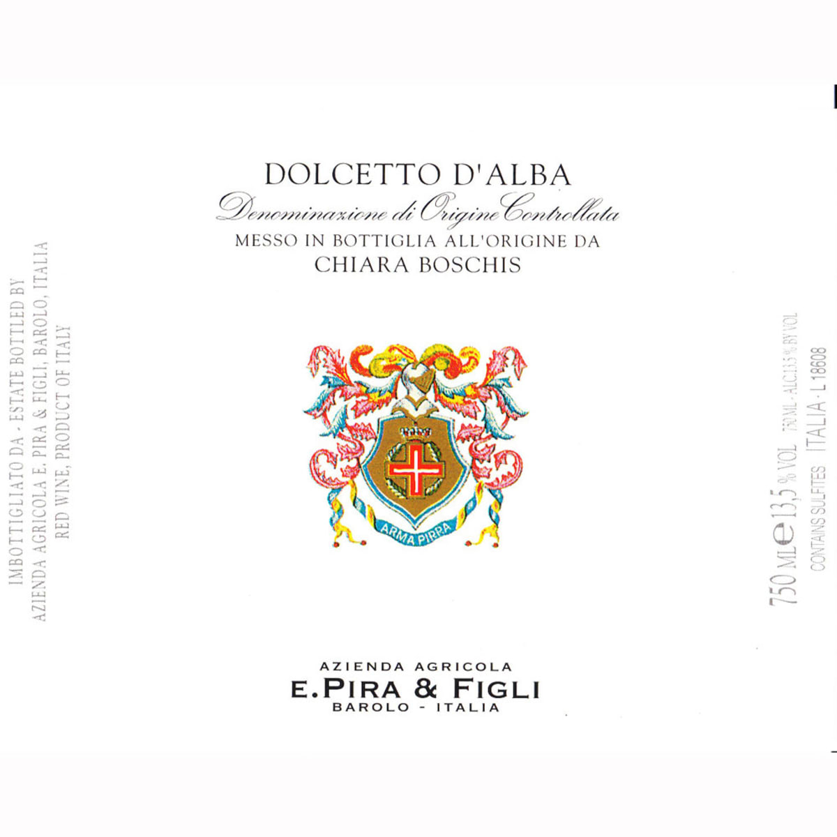 E. Pira e Figli Dolcetto d'Alba 2010 Front Label