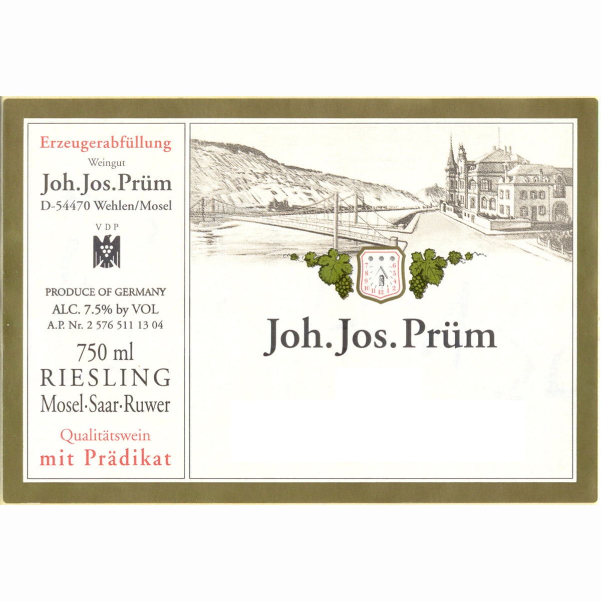 J.J. Prum Bernkasteler Badstube Auslese Riesling 2011 Front Label