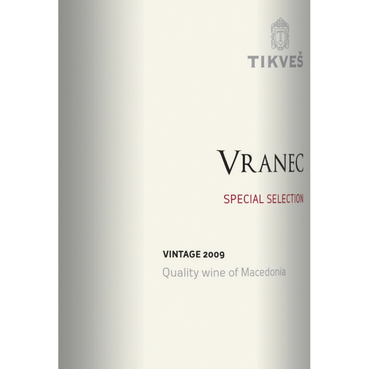 Tikves Vranec Special Selection 2010 Front Label