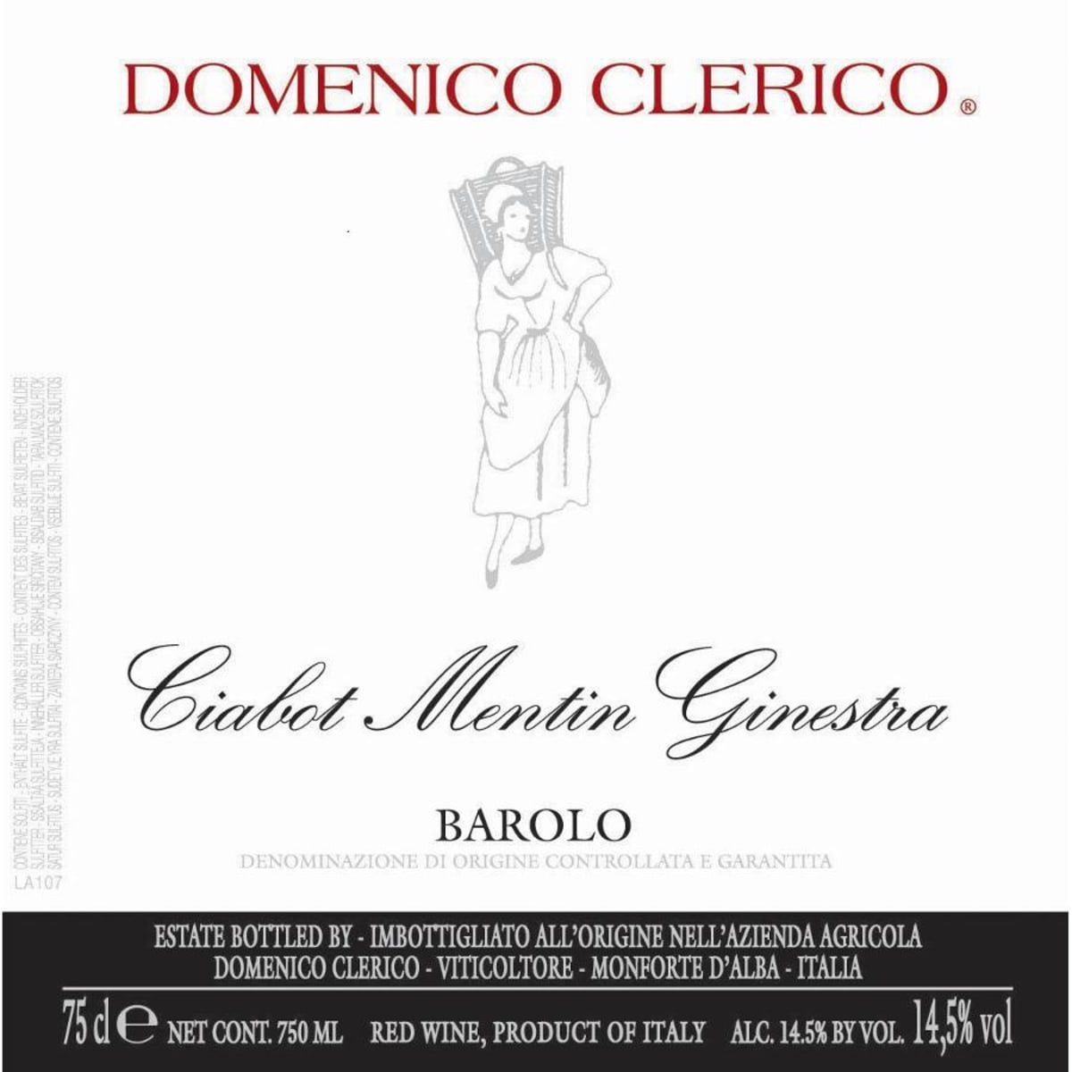 Domenico Clerico Barolo Ciabot Mentin Ginestra 1992 Front Label