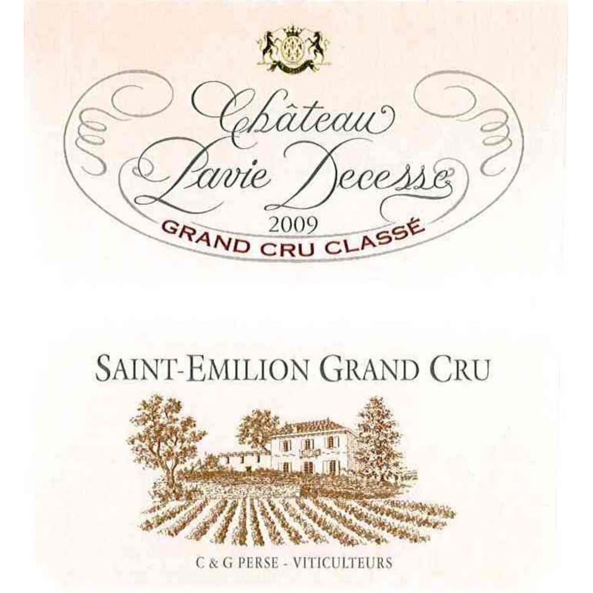 Chateau Pavie Decesse  2009 Front Label