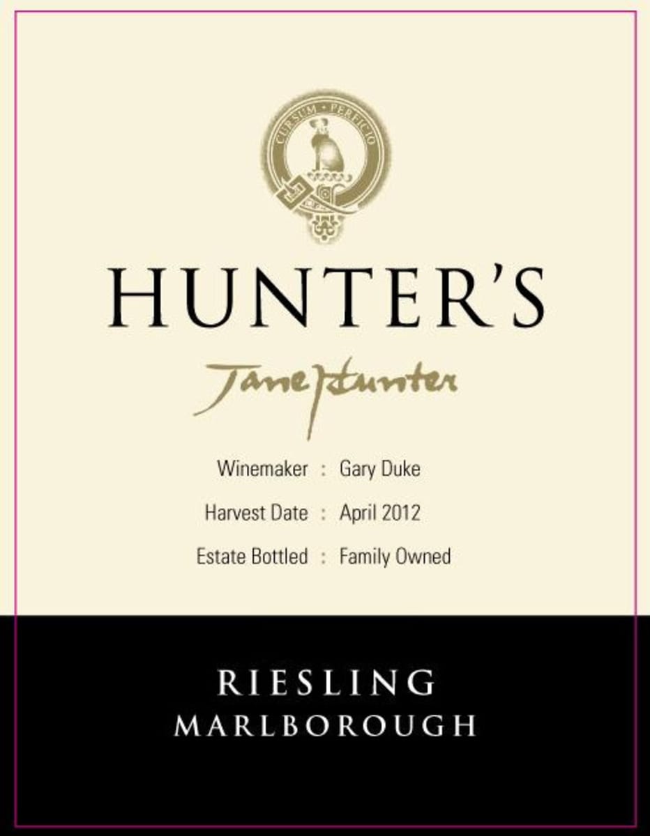 Hunter's Riesling 2015 Front Label