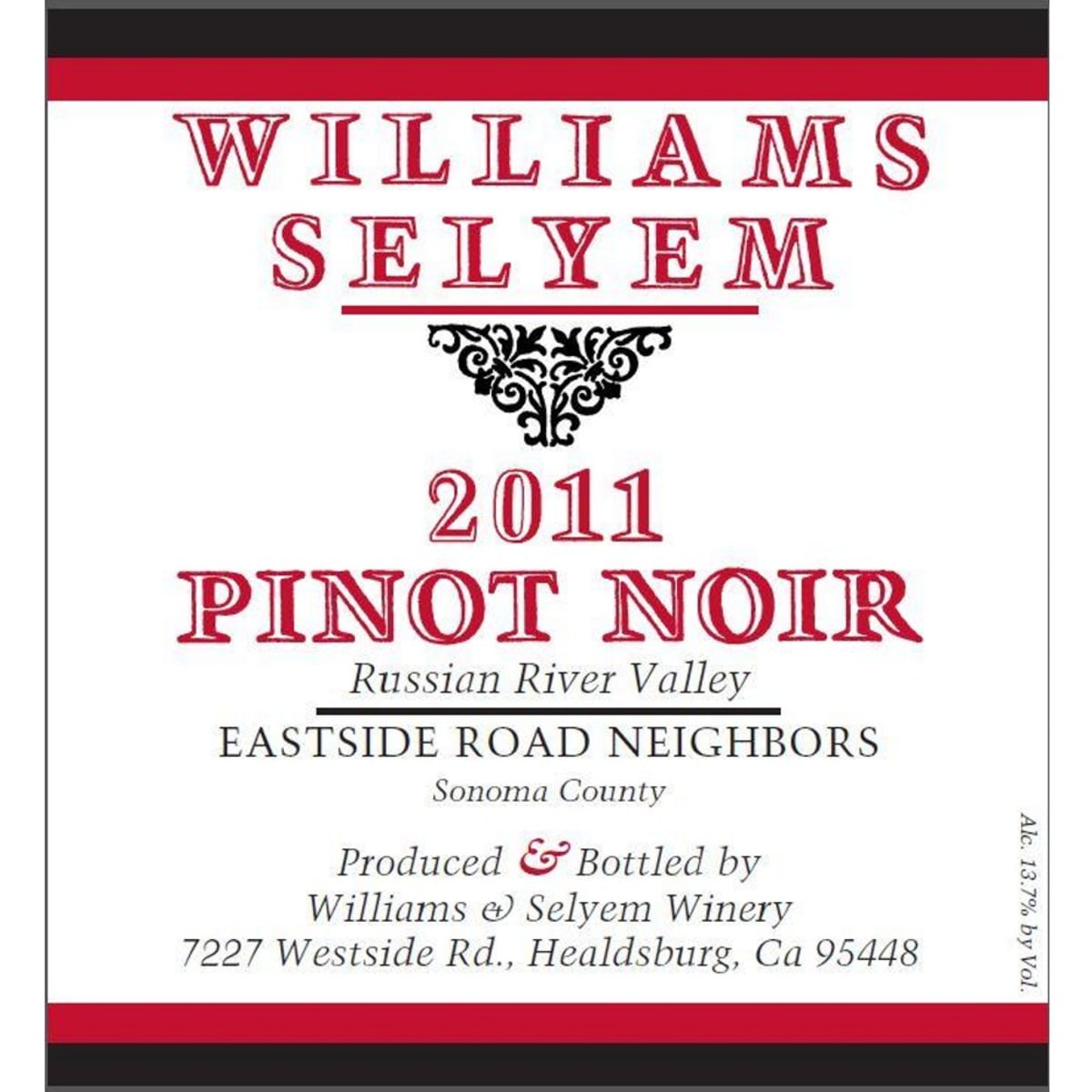 Williams Selyem Eastside Road Neighbors Pinot Noir 2011 Front Label