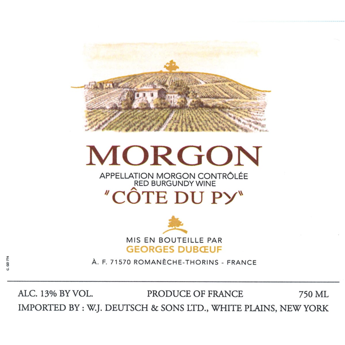 Duboeuf Morgon Cote Du Py 2011 Front Label