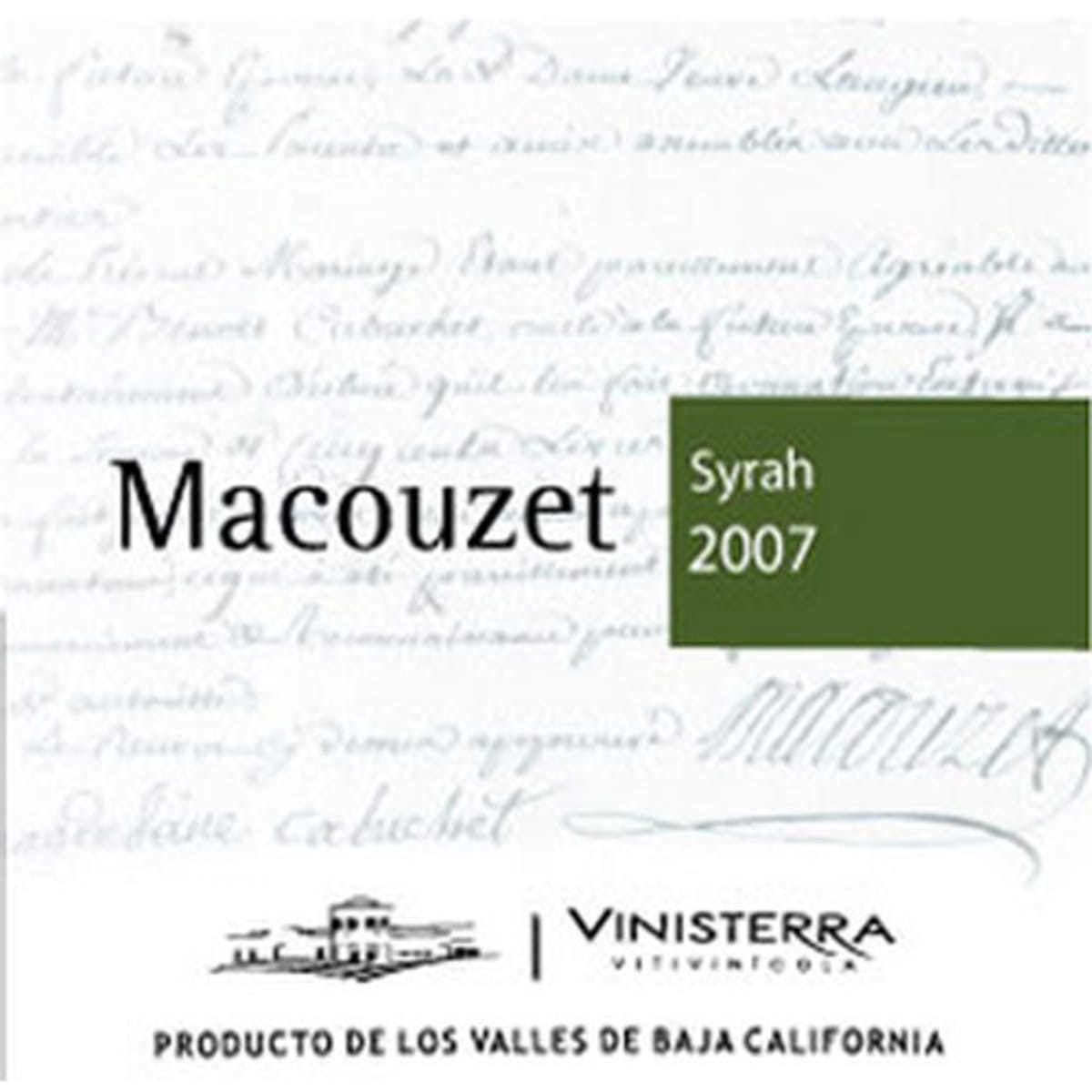 Vinisterra Macouzet Syrah 2008 Front Label