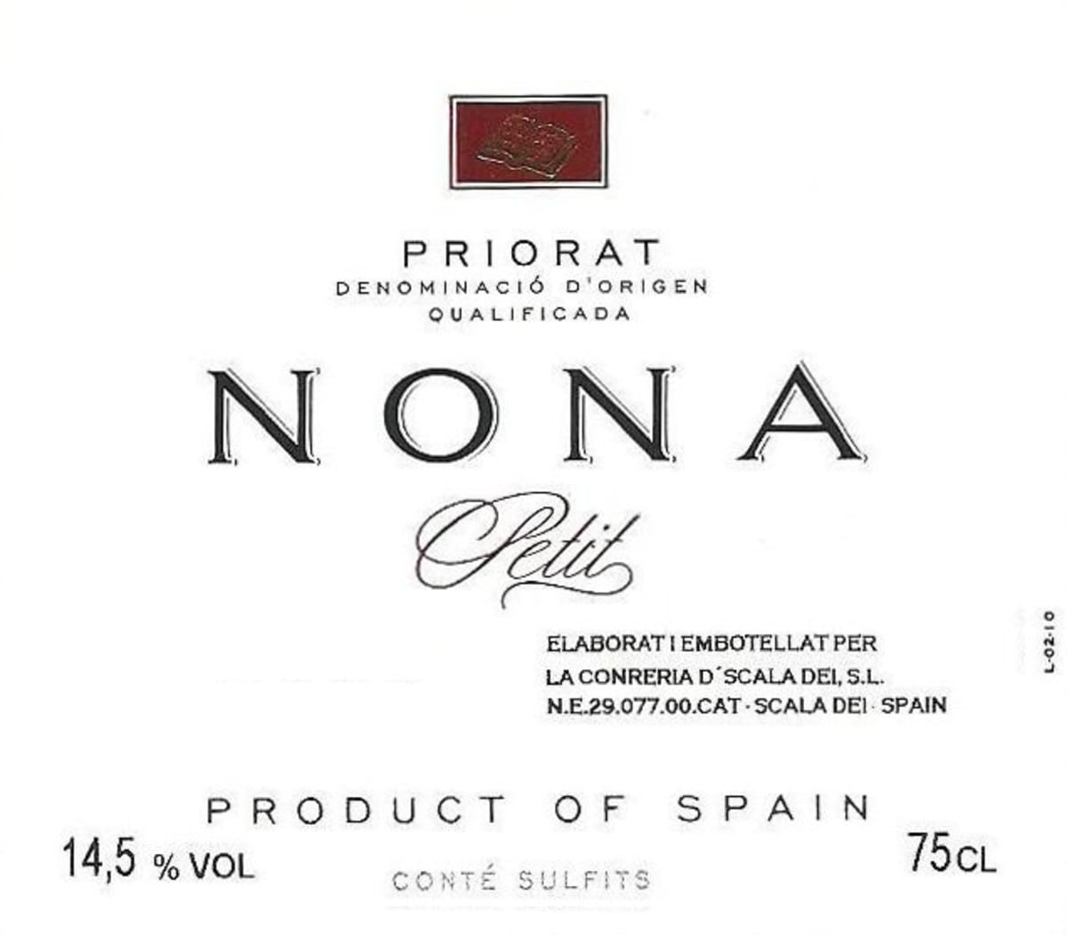 Conreria d'Scala Dei Nona Priorat 2010 Front Label