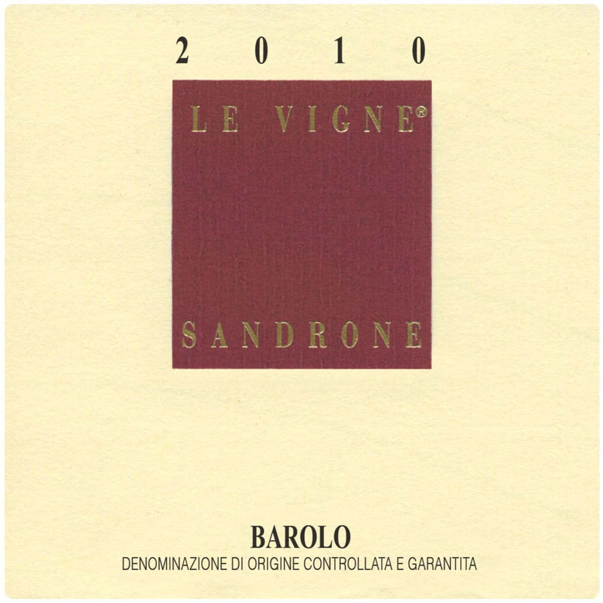 Sandrone Barolo Le Vigne (1.5 Liter Magnum) 2010 Front Label