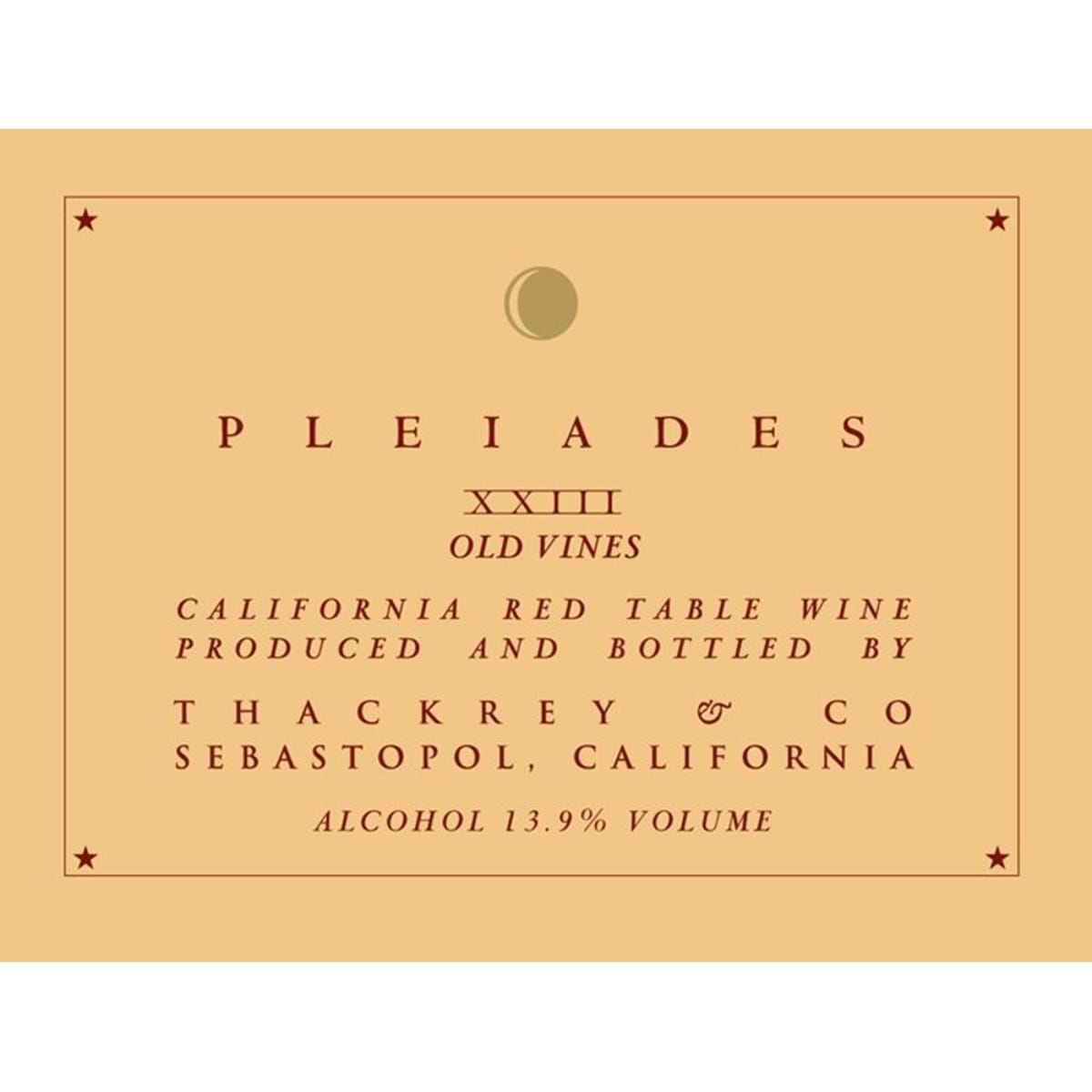 Sean Thackrey Pleiades XXIII Old Vines Red Blend Front Label