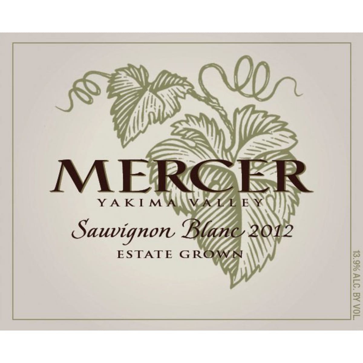 Mercer Estates Sauvignon Blanc 2012 Front Label