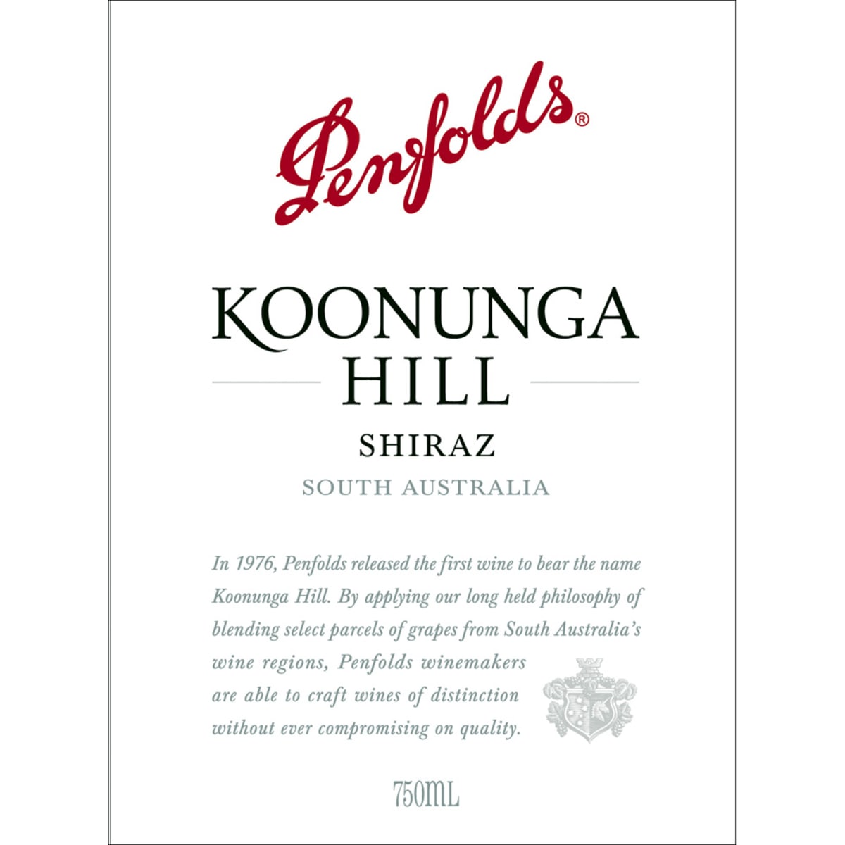 Penfolds Koonunga Hill Shiraz 2013 Front Label