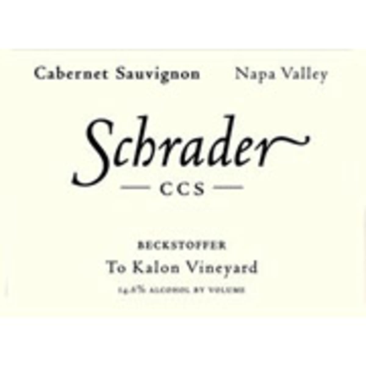 Schrader CCS Beckstoffer To Kalon Cabernet Sauvignon 2008 Front Label