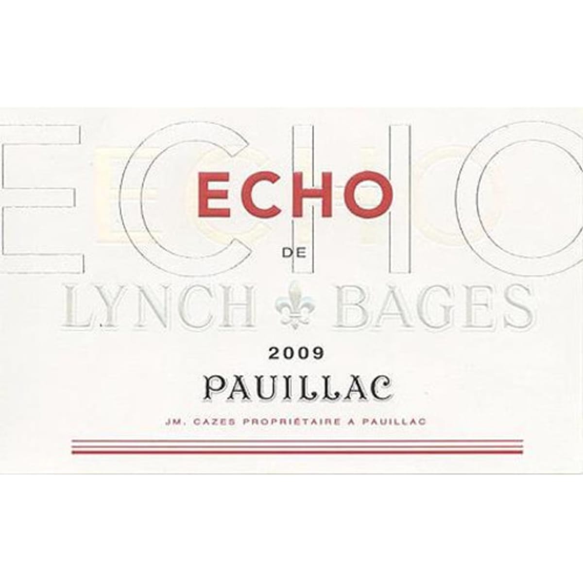 Chateau Lynch-Bages Echo de 2009 Front Label