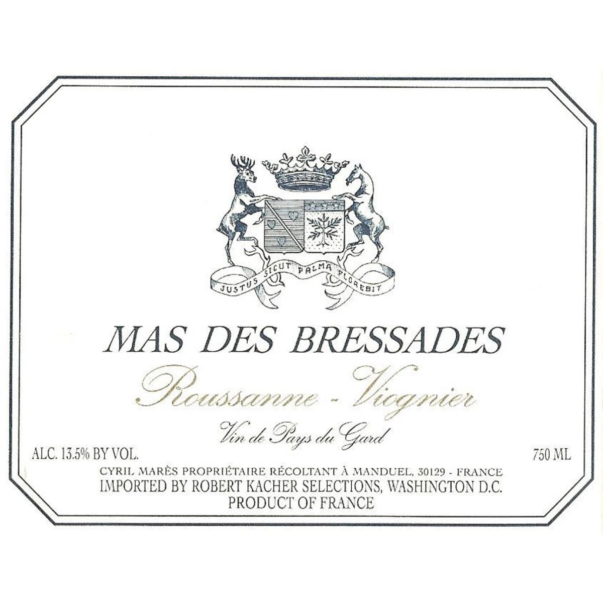 Mas de Bressades Roussanne/Viognier 2013 Front Label