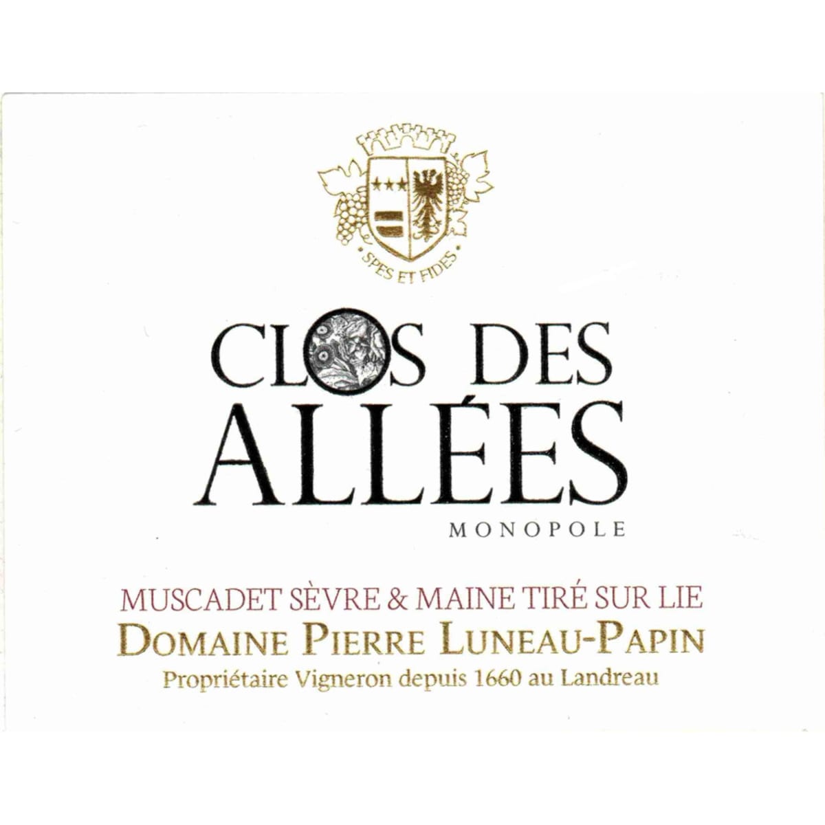 Luneau-Papin Muscadet Clos des Allees 2013 Front Label