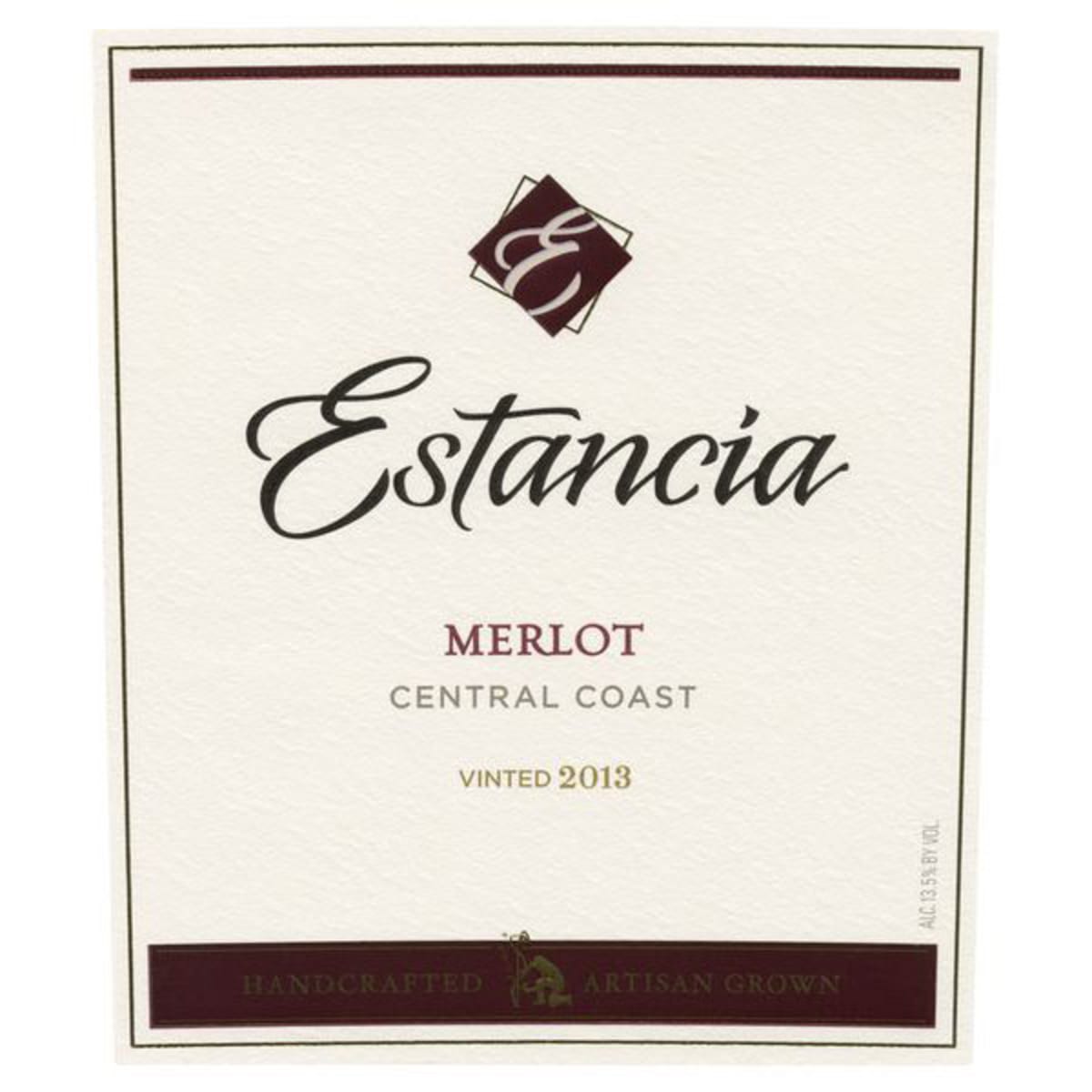 Estancia Merlot 2013 Front Label