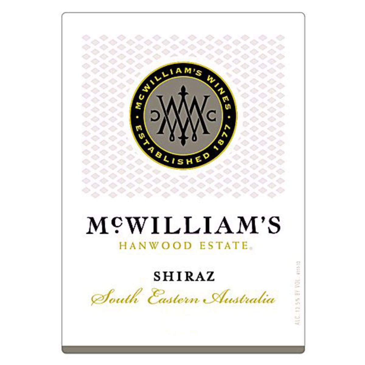 McWilliam's Hanwood Estate Shiraz 2013 Front Label