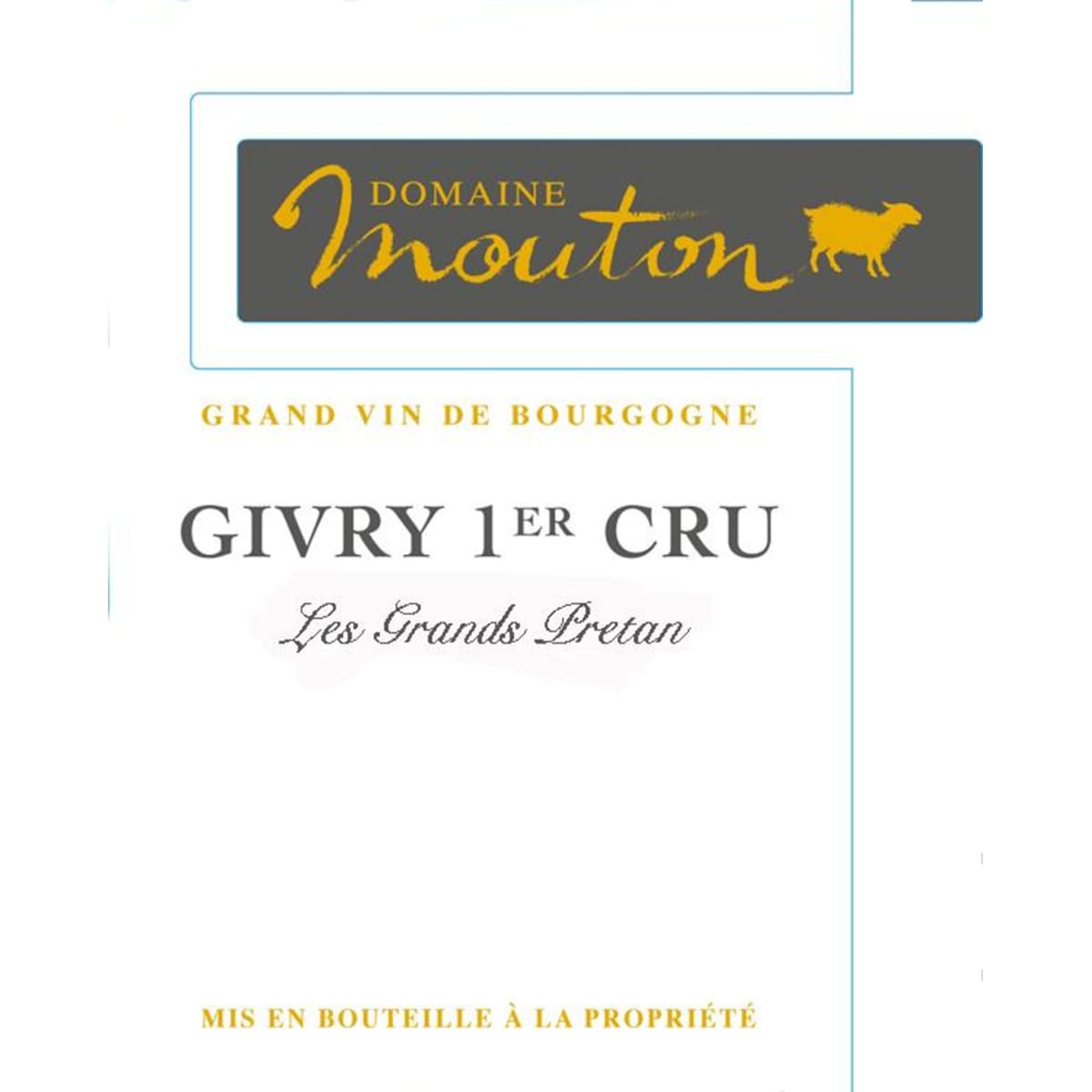 Domaine Laurent Mouton Givry Premier Cru Les Grands Pretans 2012 Front Label