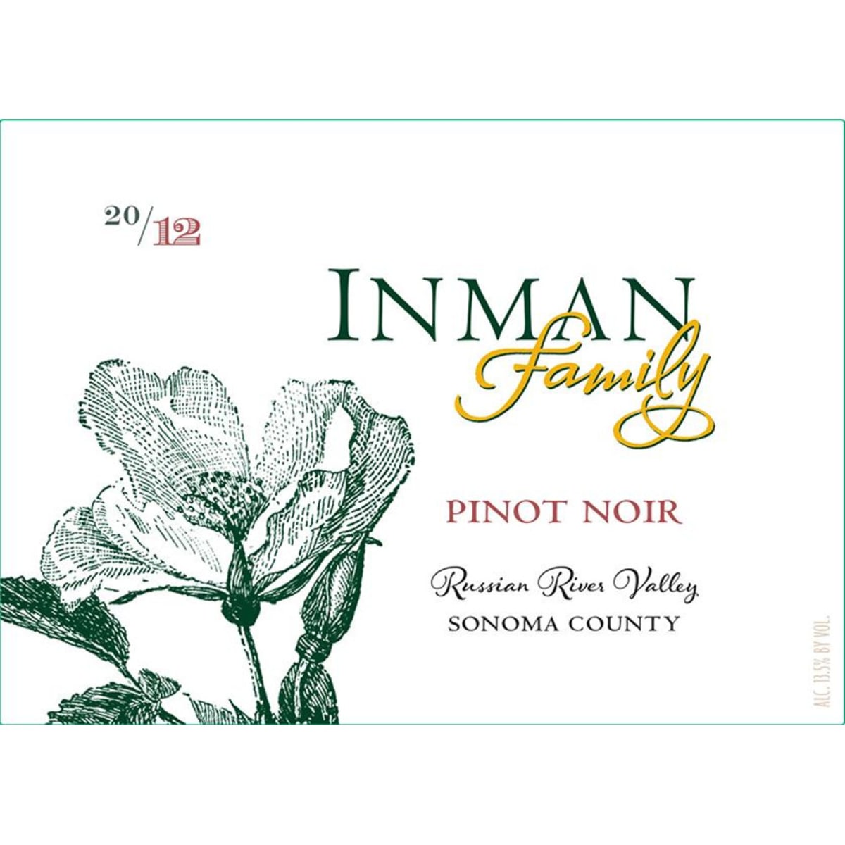 Inman Family Russian River Pinot Noir 2012 Front Label