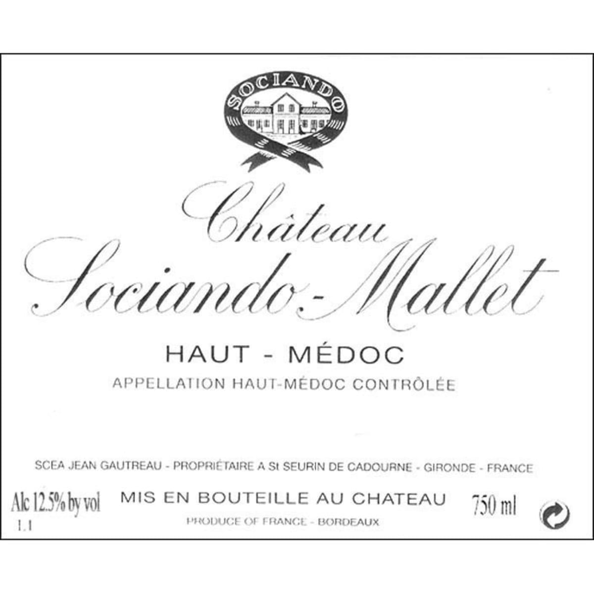 Chateau Sociando-Mallet  2001 Front Label