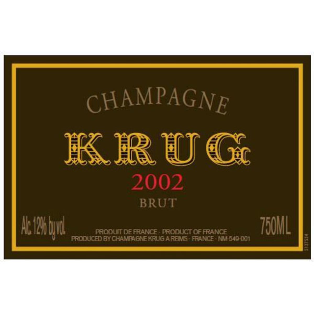 Krug Brut with Gift Box 2002 Front Label