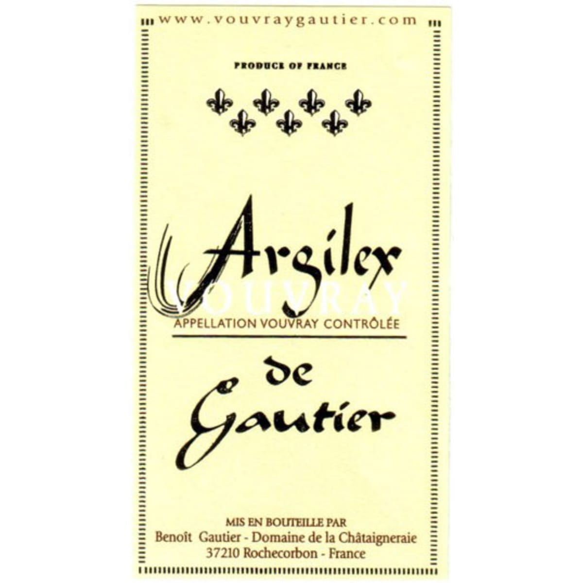 Gautier Vouvray Argilex 2015 Front Label