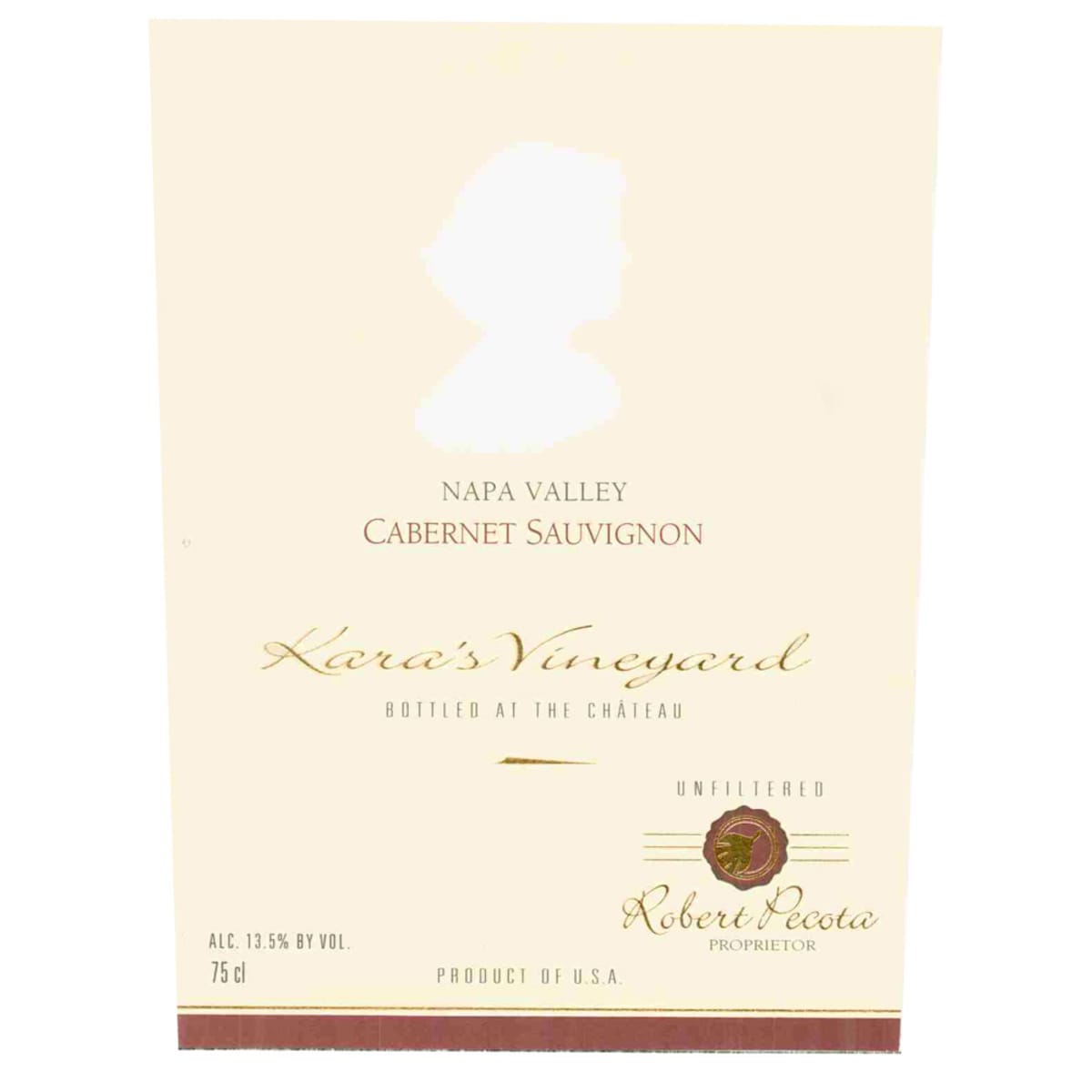 Robert Pecota Kara's Vineyard Cabernet Sauvignon 1995 Front Label