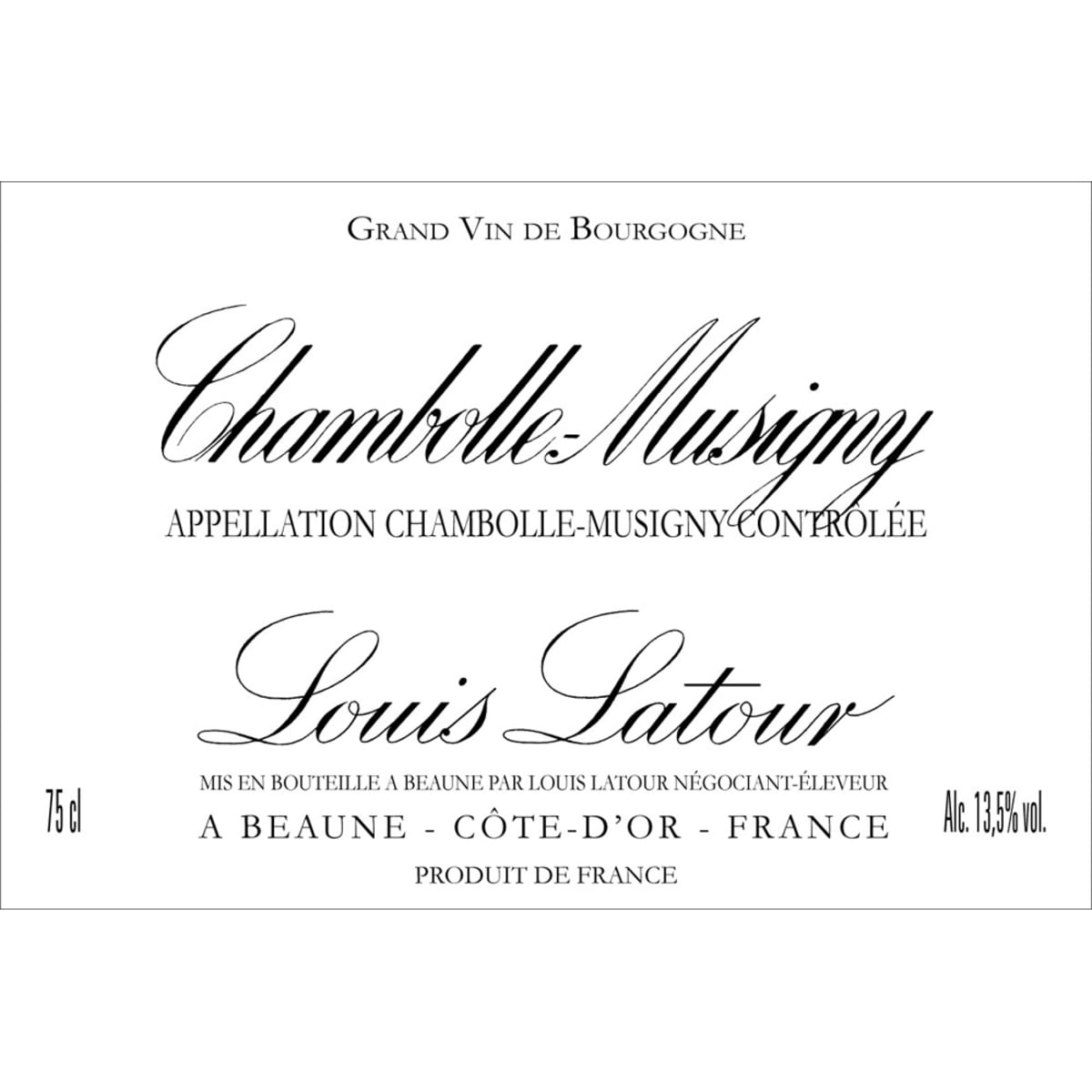 Louis Latour Chambolle-Musigny 2012 Front Label