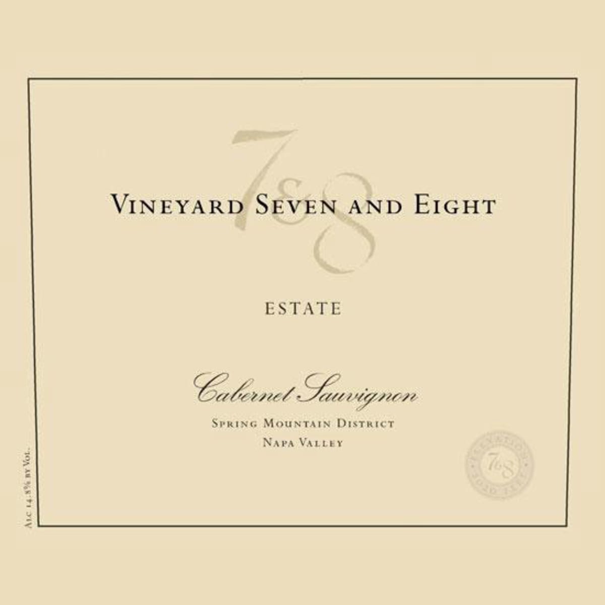 Vineyard 7 and 8 Estate Cabernet Sauvignon 2008 Front Label