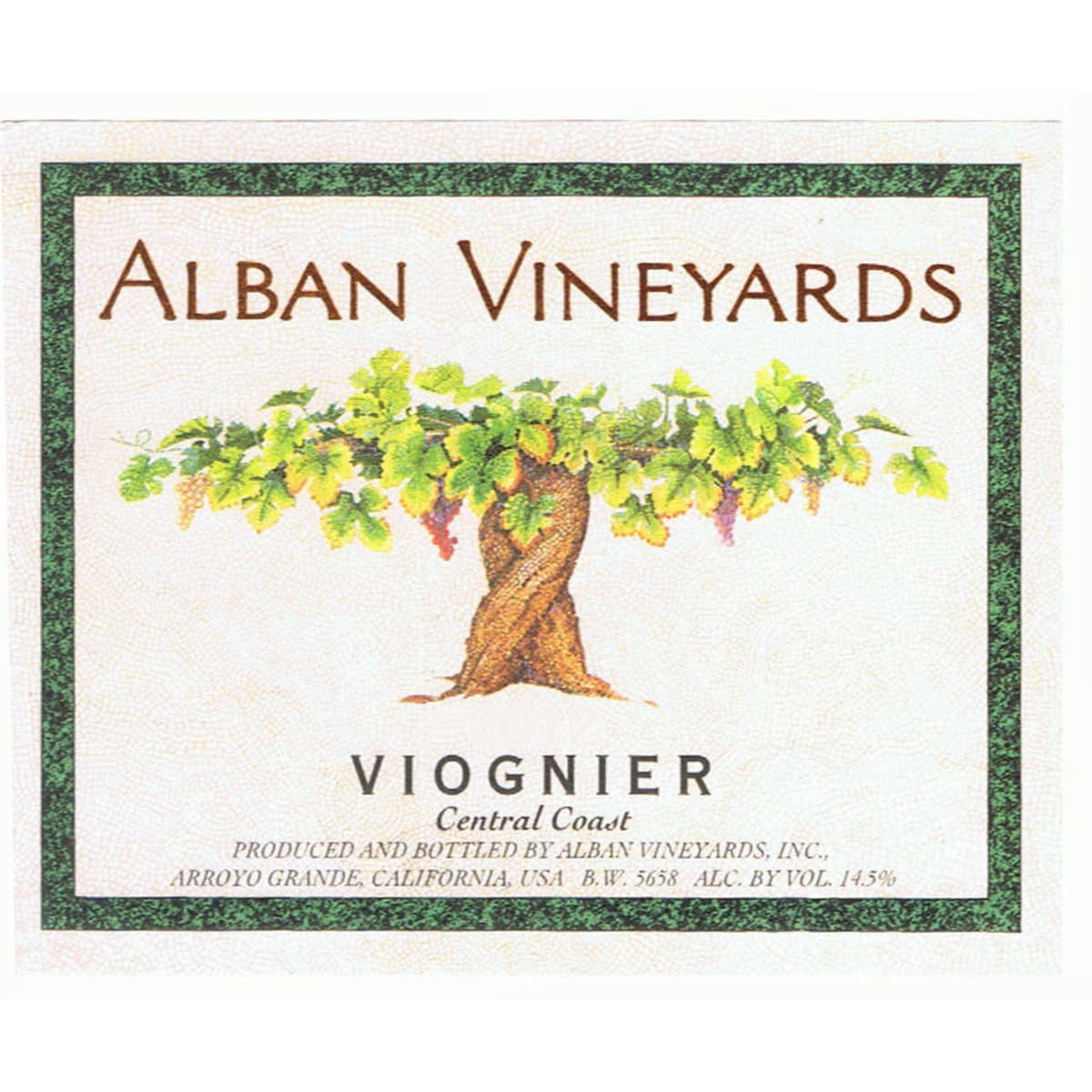 Alban Central Coast Viognier 2014 Front Label