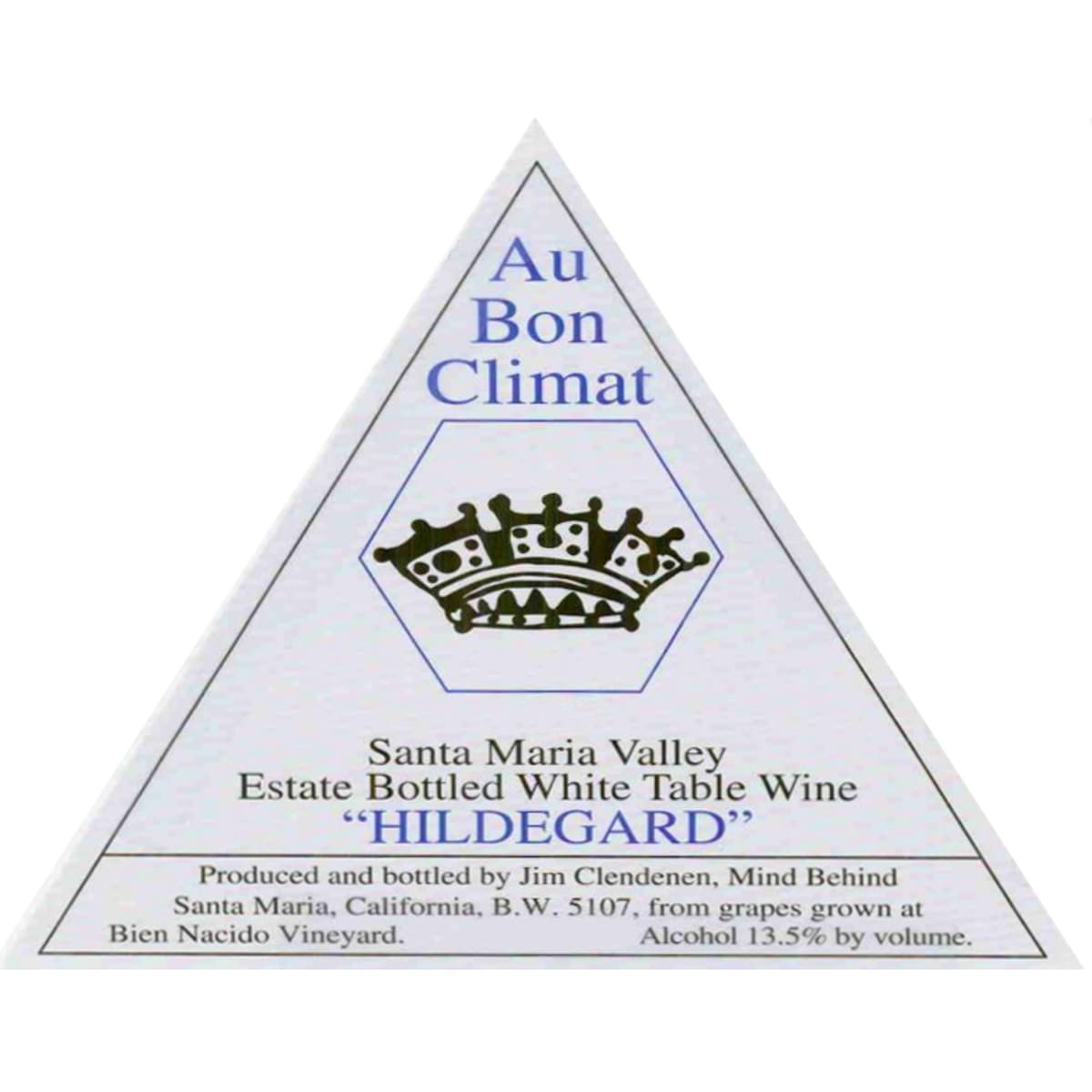 Au Bon Climat Hildegard Estate White Blend 2014 Front Label