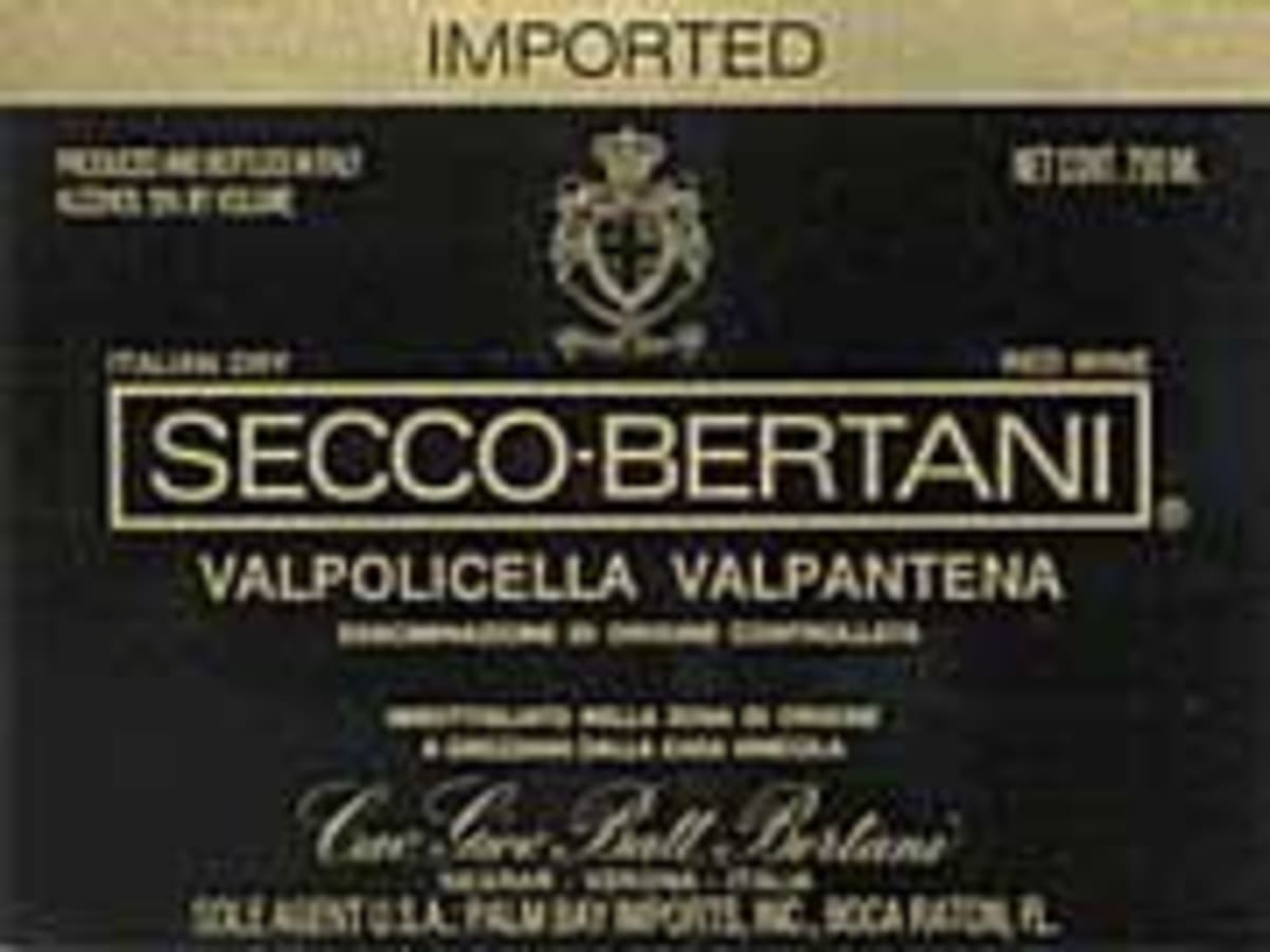 Secco Bertani Valpolicella Valpentana 1998 Front Label