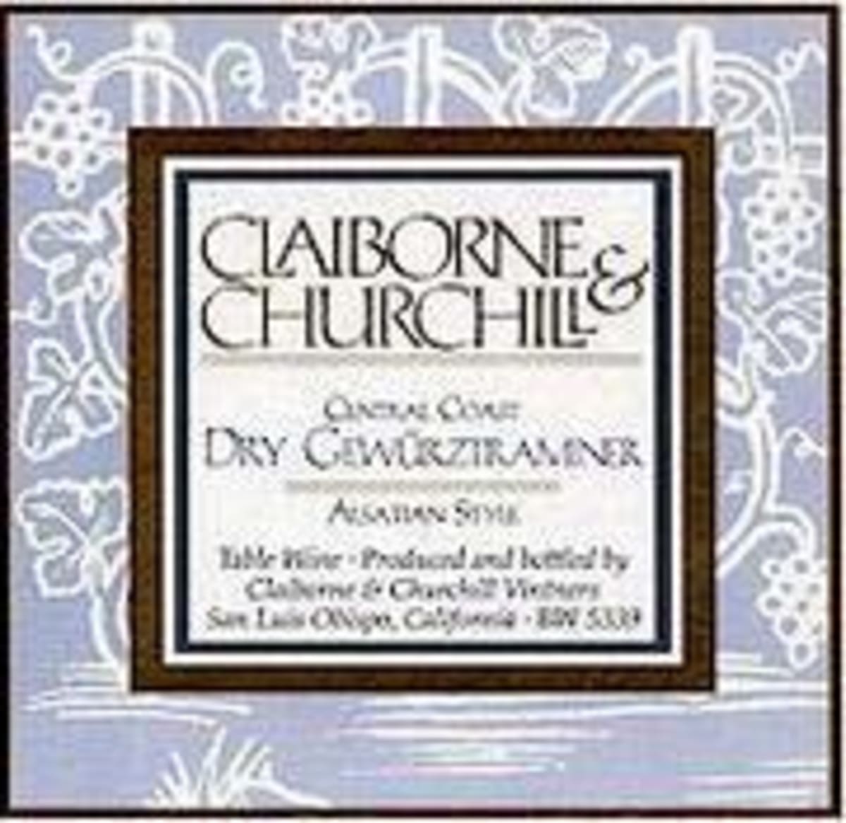 Claiborne & Churchill Dry Gewurztraminer 1999 Front Label
