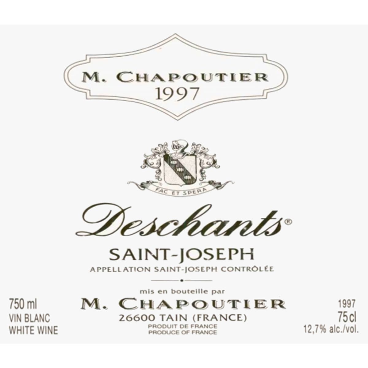 M. Chapoutier Saint-Joseph Blanc Deschants 1997 Front Label