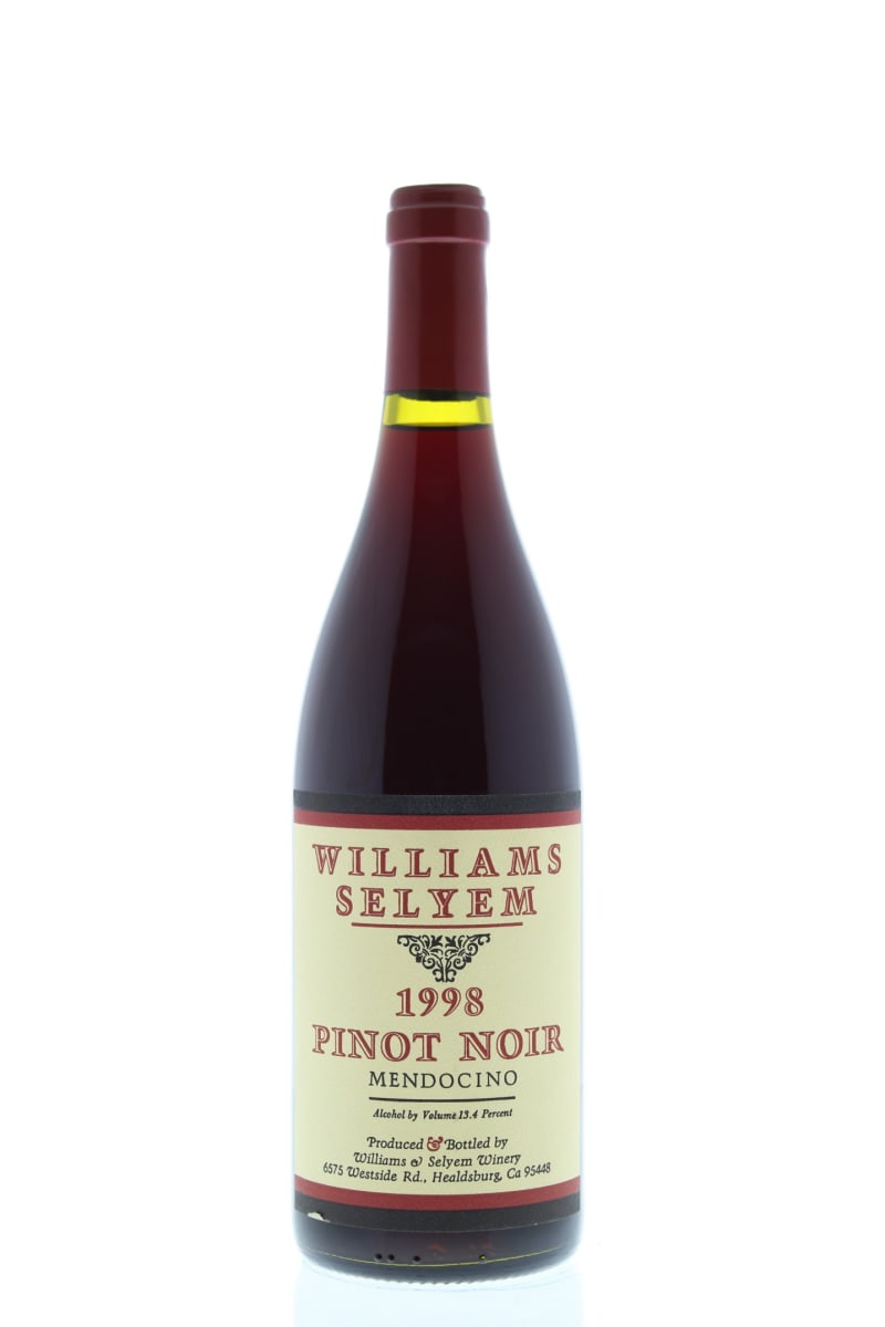 Williams Selyem Mendocino Pinot Noir 1998 Front Bottle Shot