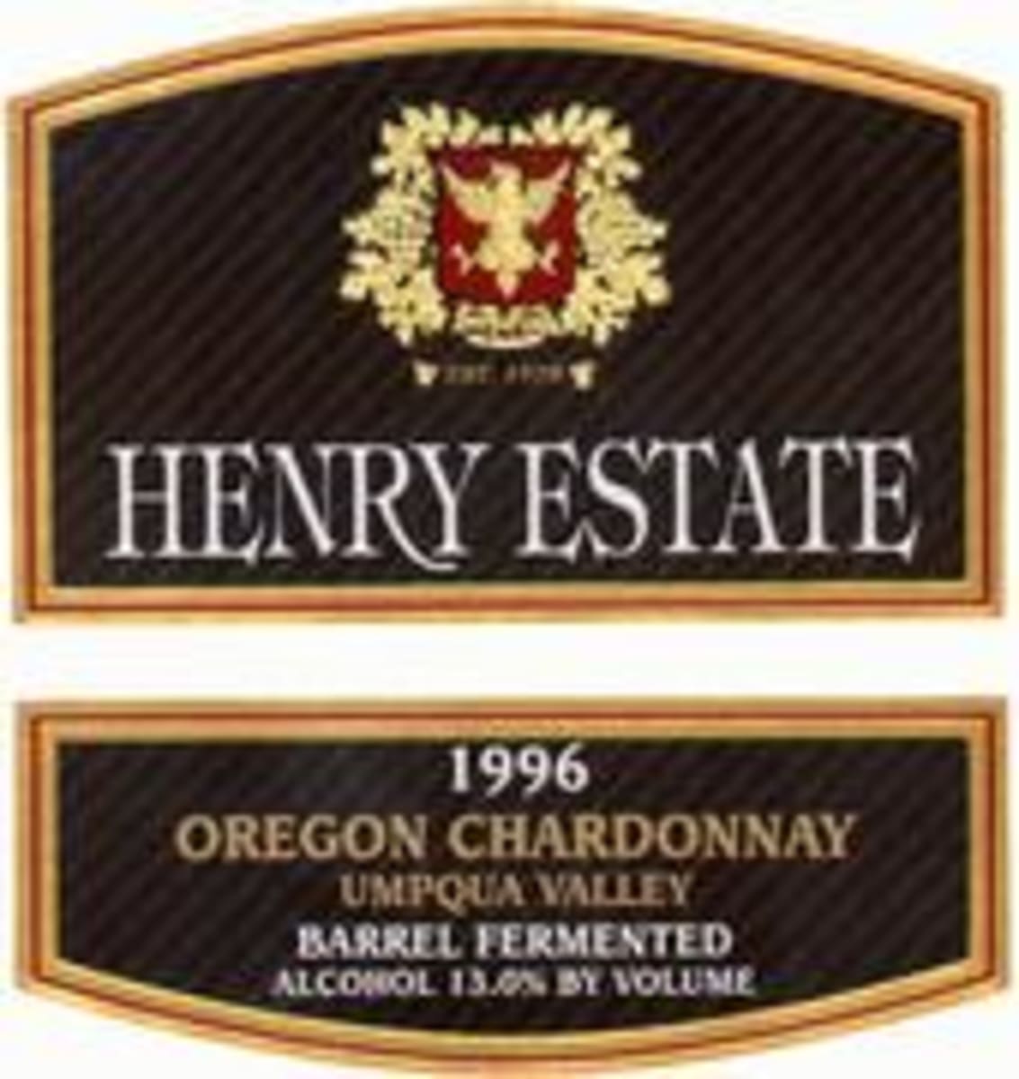 Henry Estate Barrel Fermented Chardonnay (half-bottle) 1997 Front Label