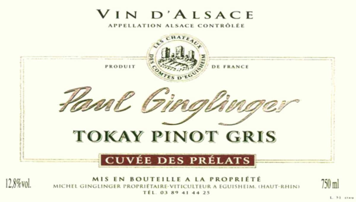 Domaine Paul Ginglinger Cuvee des Prelats Pinot Gris 2007 Front Label