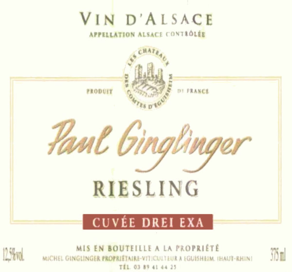 Domaine Paul Ginglinger Cuvee Drei Exa Riesling 2006 Front Label