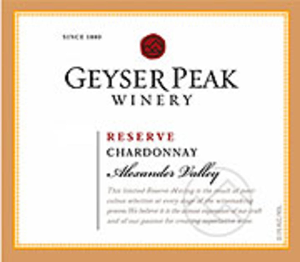 Geyser Peak Estate Reserve Chardonnay 2000 Front Label