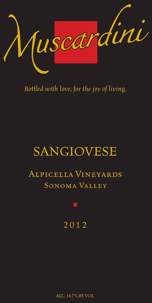 Muscardini Cellars Alpicella Vineyards Sangiovese 2012 Front Label
