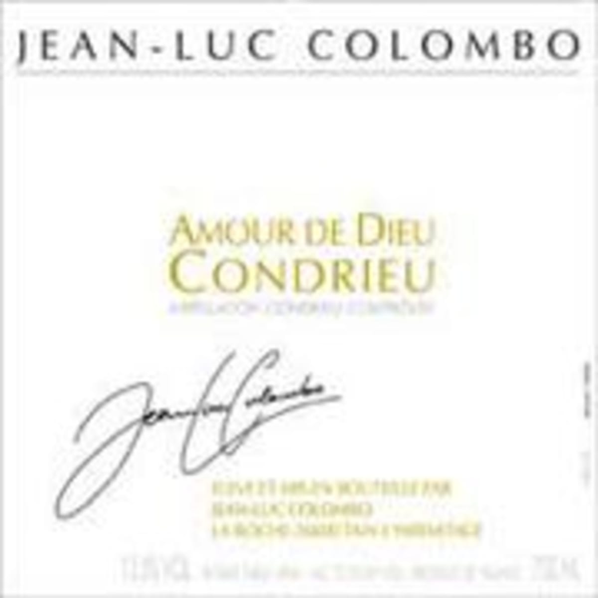 Jean-Luc Colombo Condrieu Amour de Dieu 2000 Front Label