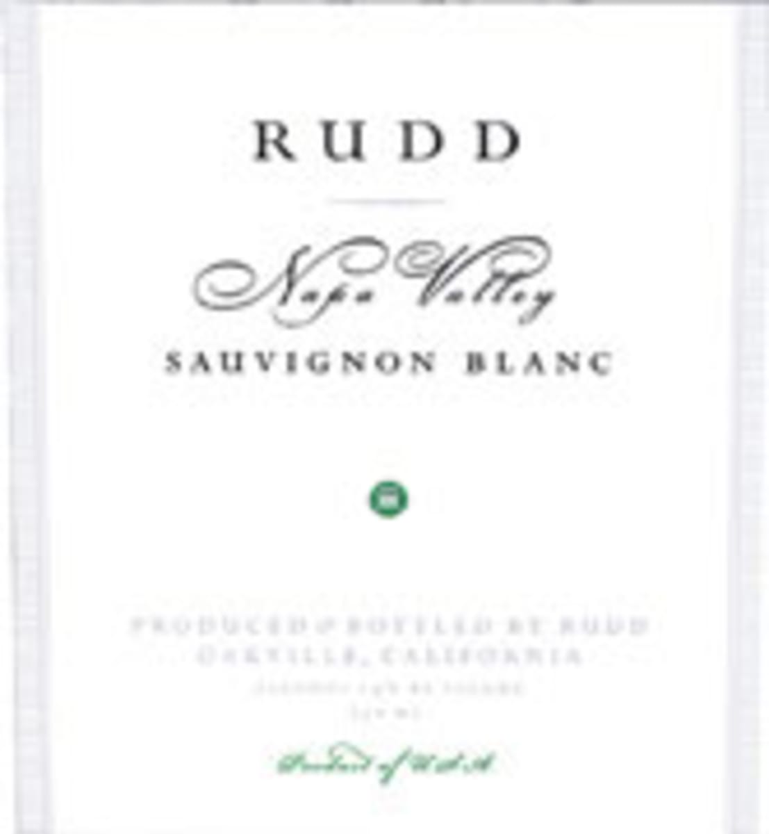 Rudd Sauvignon Blanc 2001 Front Label