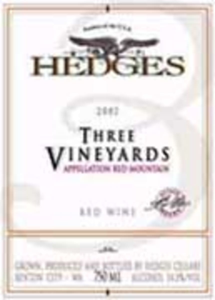 Hedges Family Estate Three Vineyards Red 2002 Front Label