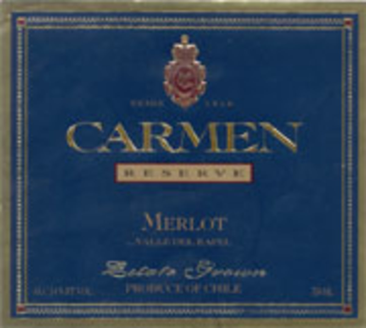 Carmen Reserve Merlot 2001 Front Label