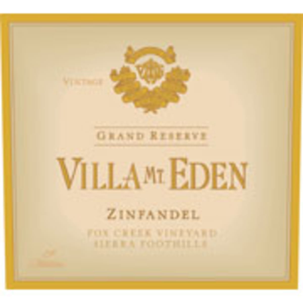 Villa Mt. Eden Grand Reserve Fox Creek Zinfandel 2001 Front Label