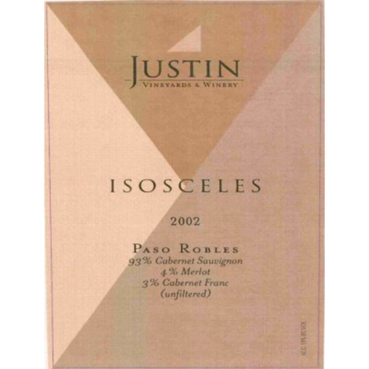 Justin Isosceles 2002 Front Label
