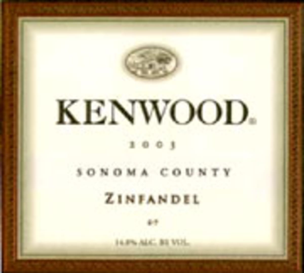 Kenwood Zinfandel 2003 Front Label