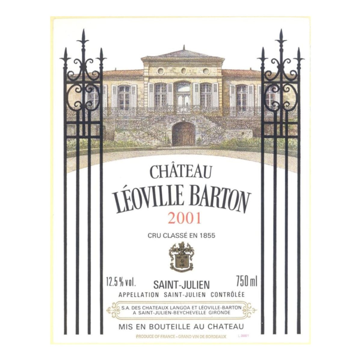 Chateau Leoville Barton  2001 Front Label