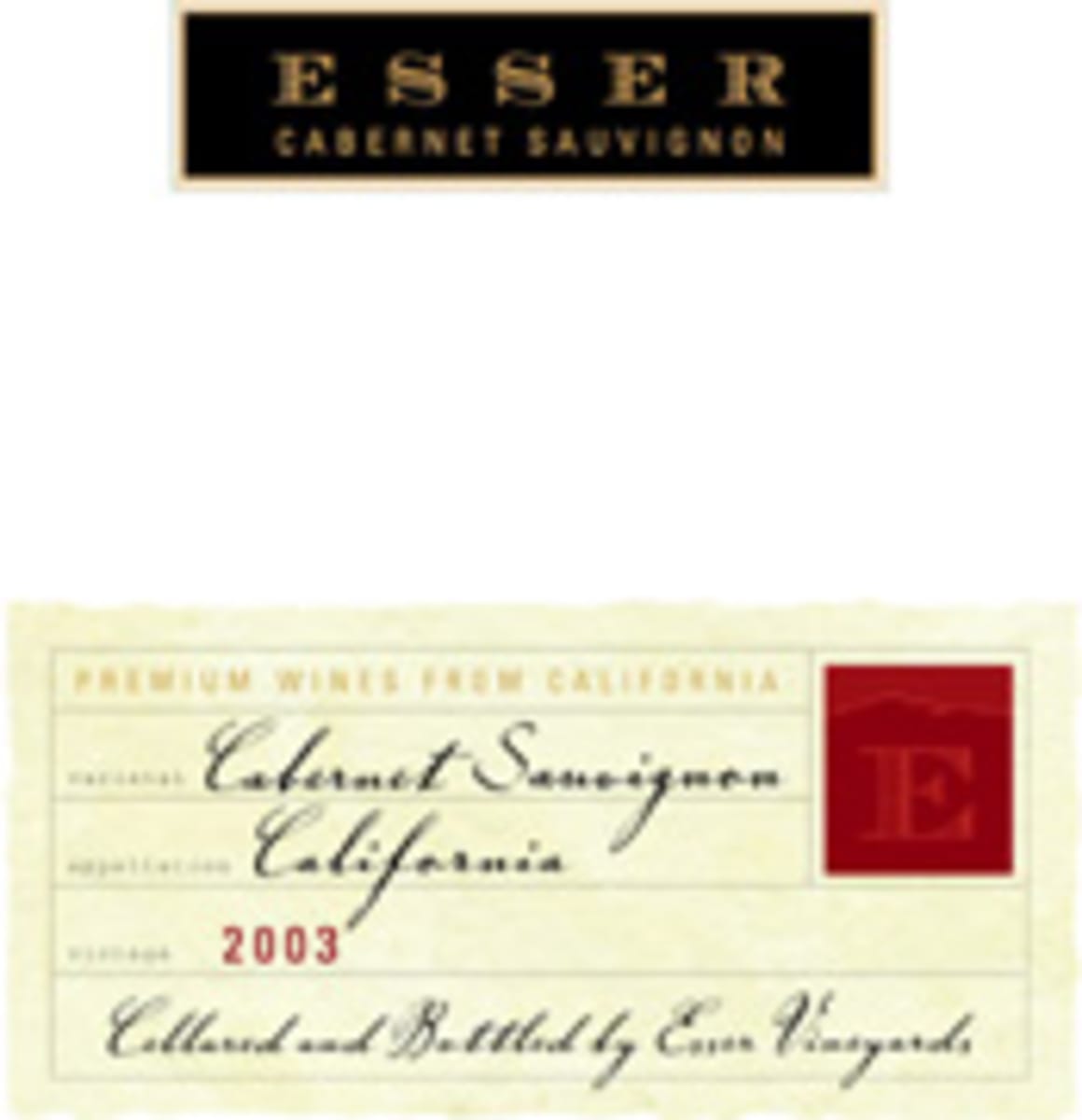 Esser Vineyards Cabernet Sauvignon 2003 Front Label